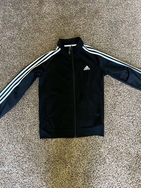 adidas Black Track Jacket with White Stripes